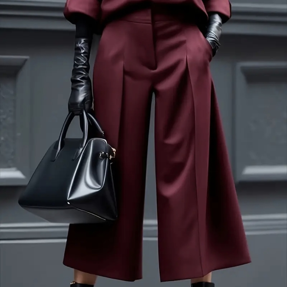 Elegant Burgundy Wide-Leg Pants